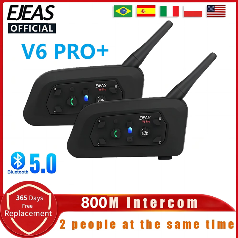 Full Face Motorcycle Helmet With Bluetooth - EJEAS V6 PRO casco moto auricolare
