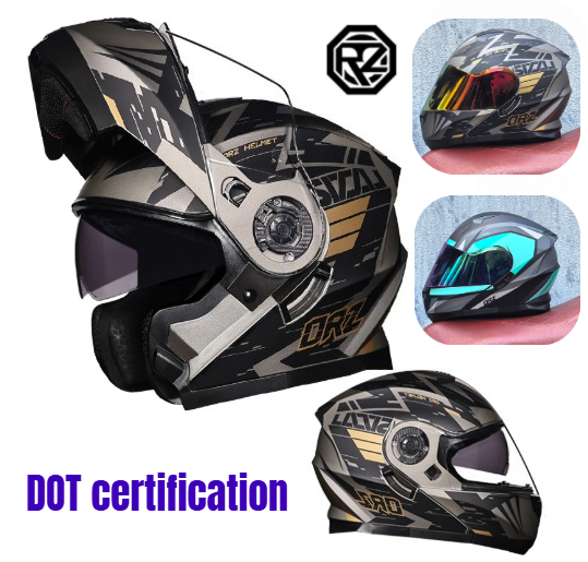 Modular Flip Up Motorcycle Helmet Dot Approved - Orz Casco moto integrale con doppia