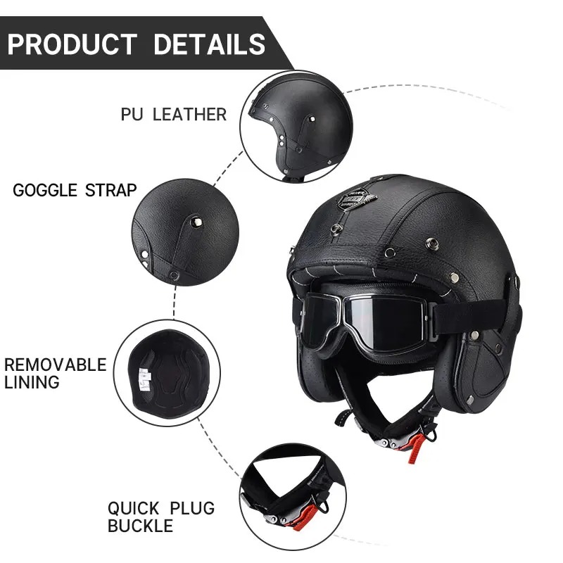 Casco da moto KAESE Classic Gr - Vintage Open Face Retro Helmet recensione e prezzo
